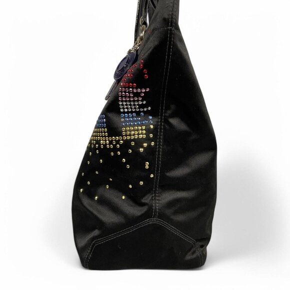 Coach Poppy Tote Bag Nylon Rhinestone Black elegant 17144 - Picture 2 of 8